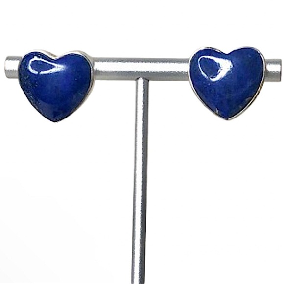 JAY KING DTR Sterling Silver Lapis Lazuli Cabochon Inlay Heart Earrings - Picture 1 of 7
